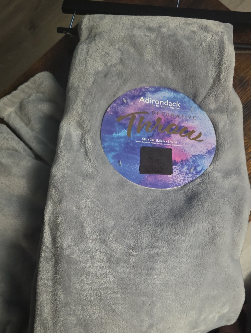 Berkshire Adirondack Gray Plush Throw Blanket